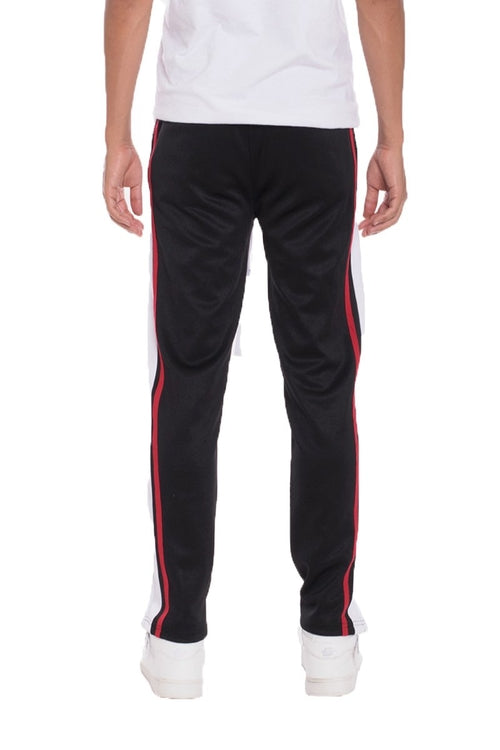 TRICOT STRIPED TRACK PANTS- BLACK