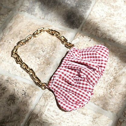 AWAN Ruffle Bag, in Red Gingham