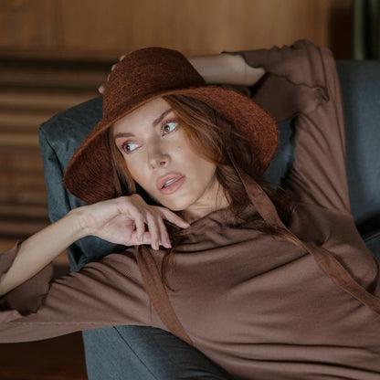 MEG Jute Straw Hat In Burnt Sienna