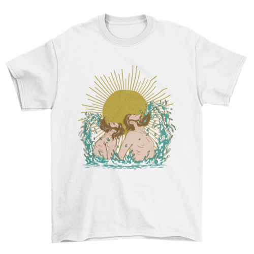 Men with beards swimmin in sea t-shirt