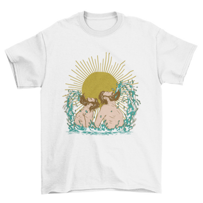 Men with beards swimmin in sea t-shirt