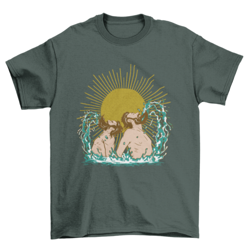 Men with beards swimmin in sea t-shirt