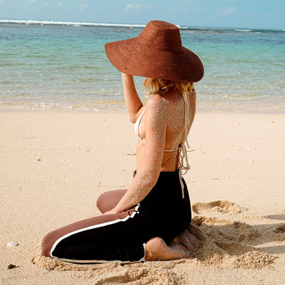 RIRI Jute Handwoven Straw Hat In Burnt Sienna