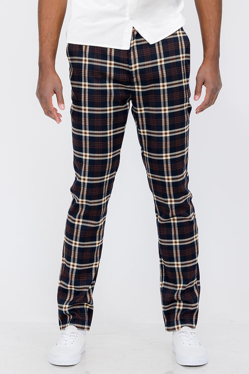 Plaid Slim Fit Trouser Pants