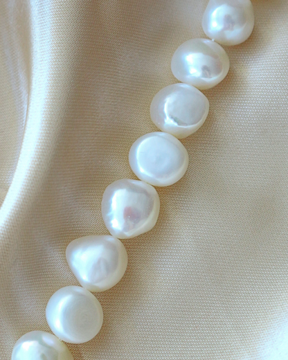 Baroque Genuine Freshwater Pearls & 925 Sterling Silver Bracelet