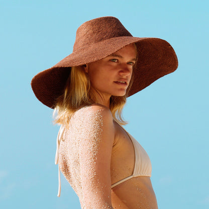 RIRI Jute Handwoven Straw Hat In Burnt Sienna