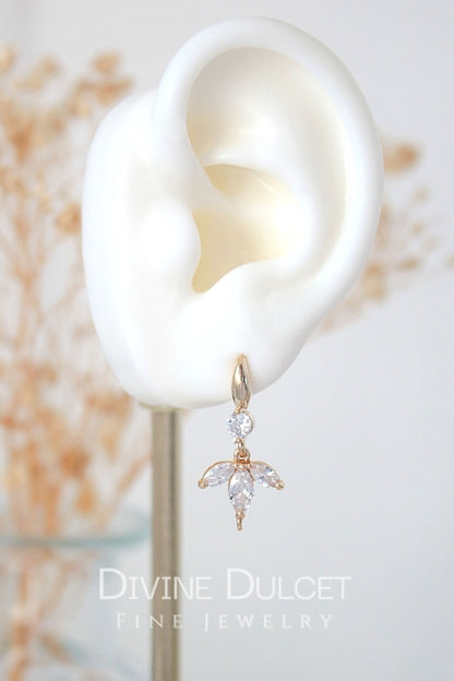 "Bloom" 24 Karats Cubic Zirconia Flower Petals Hook Earrings