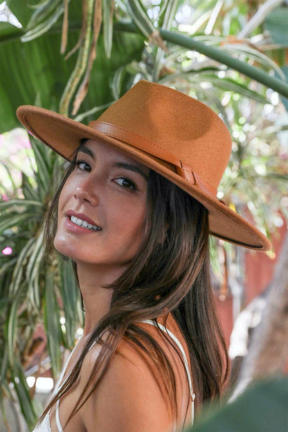 Wide Brim Leather Ribbon Bolero Hat