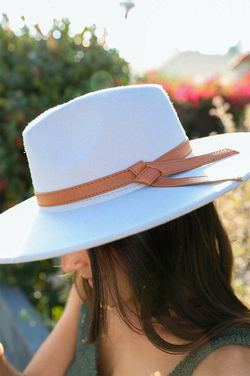 Wide Brim Leather Ribbon Bolero Hat